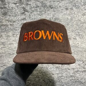 Vintage Cleveland Browns Corduroy Hat Snapback NFL Starline Brown Orange 80s 90s